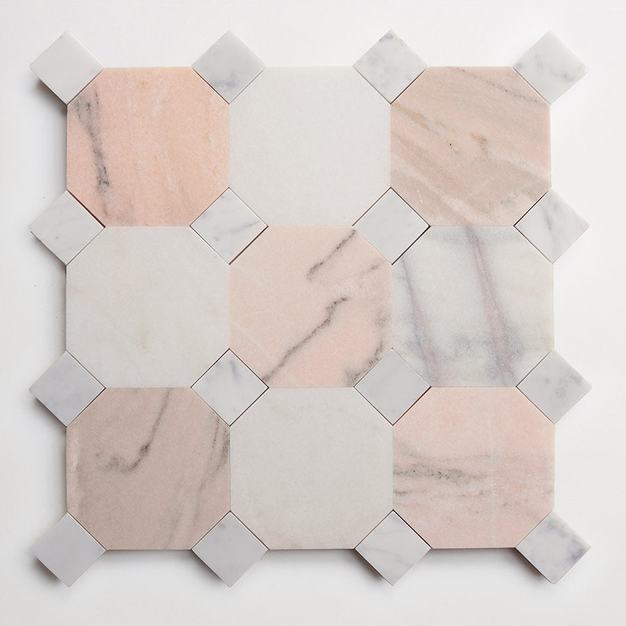 Stone tile | octagon | Pink/Grey | Honed | zio & sons + clé