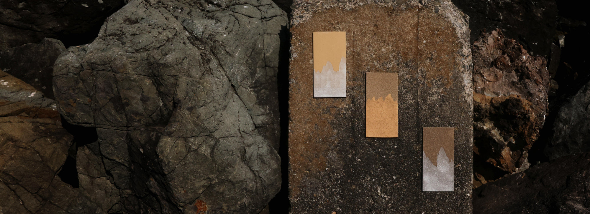 Hand painted tiles that resemble sky and sea