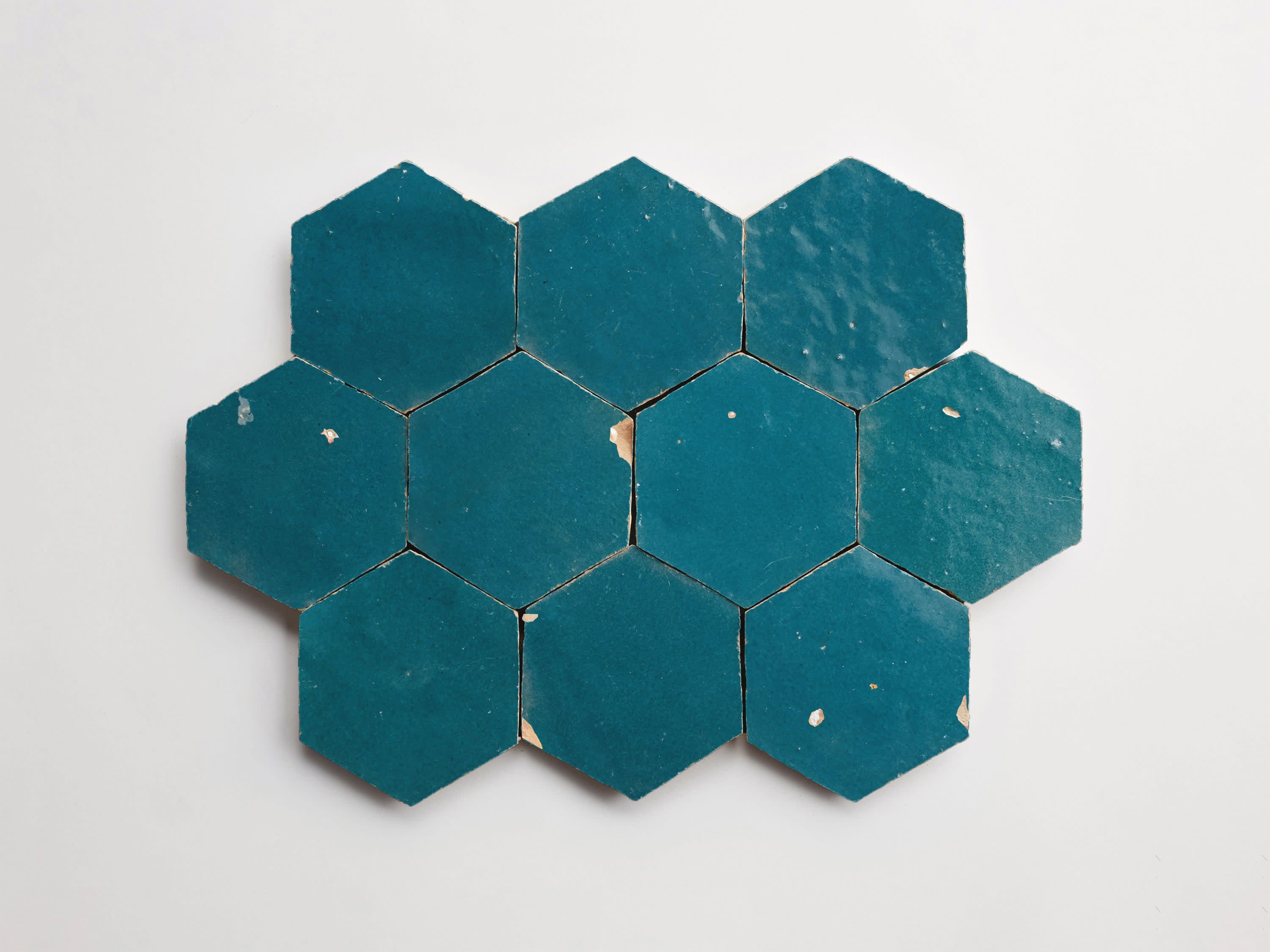 zellige tile | dark teal | fired opal hexagon | clé