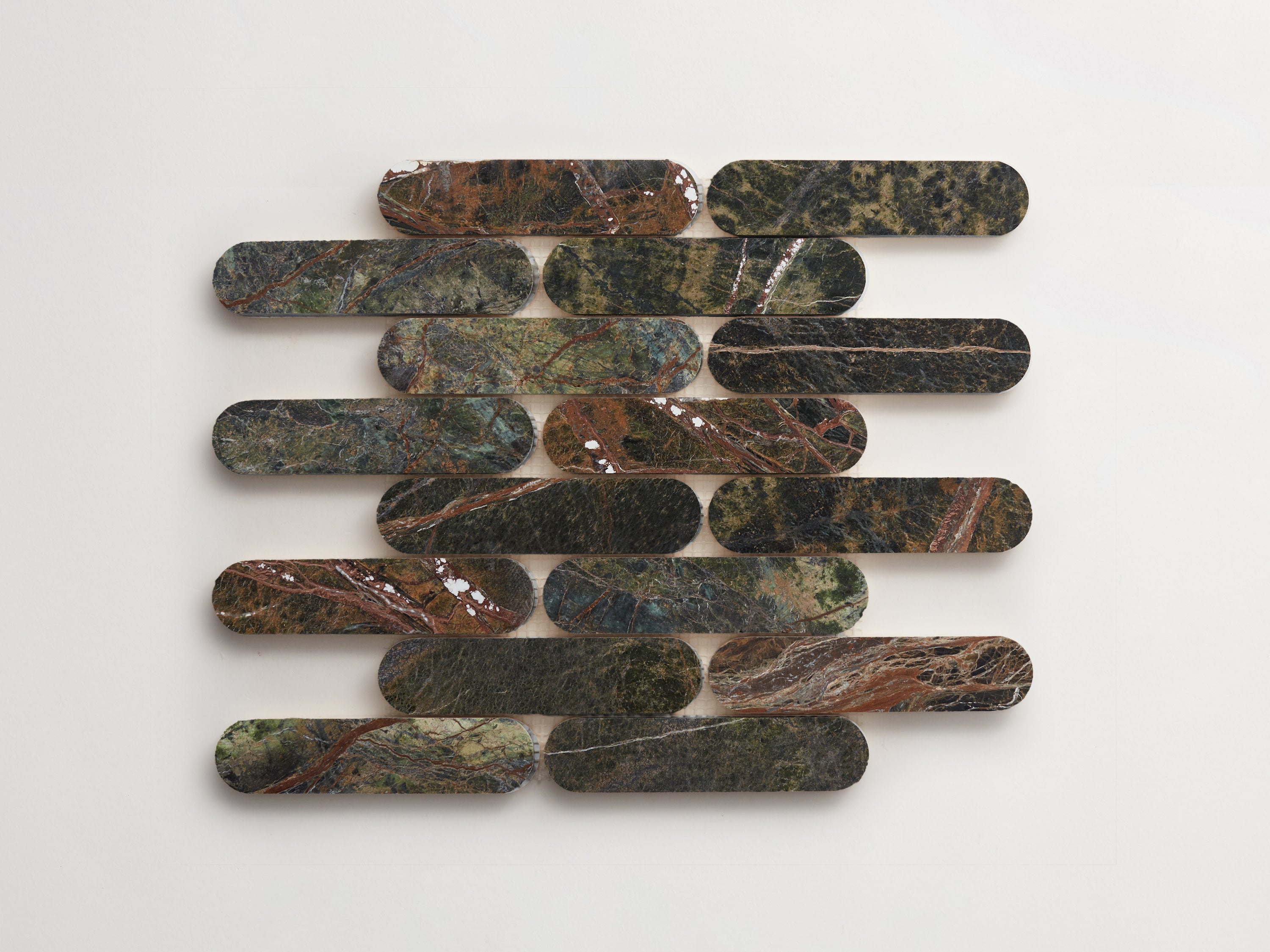 Lapidary stone tile | 6 x 1⅜ | Oval Mosaic | Green | Honed | clé