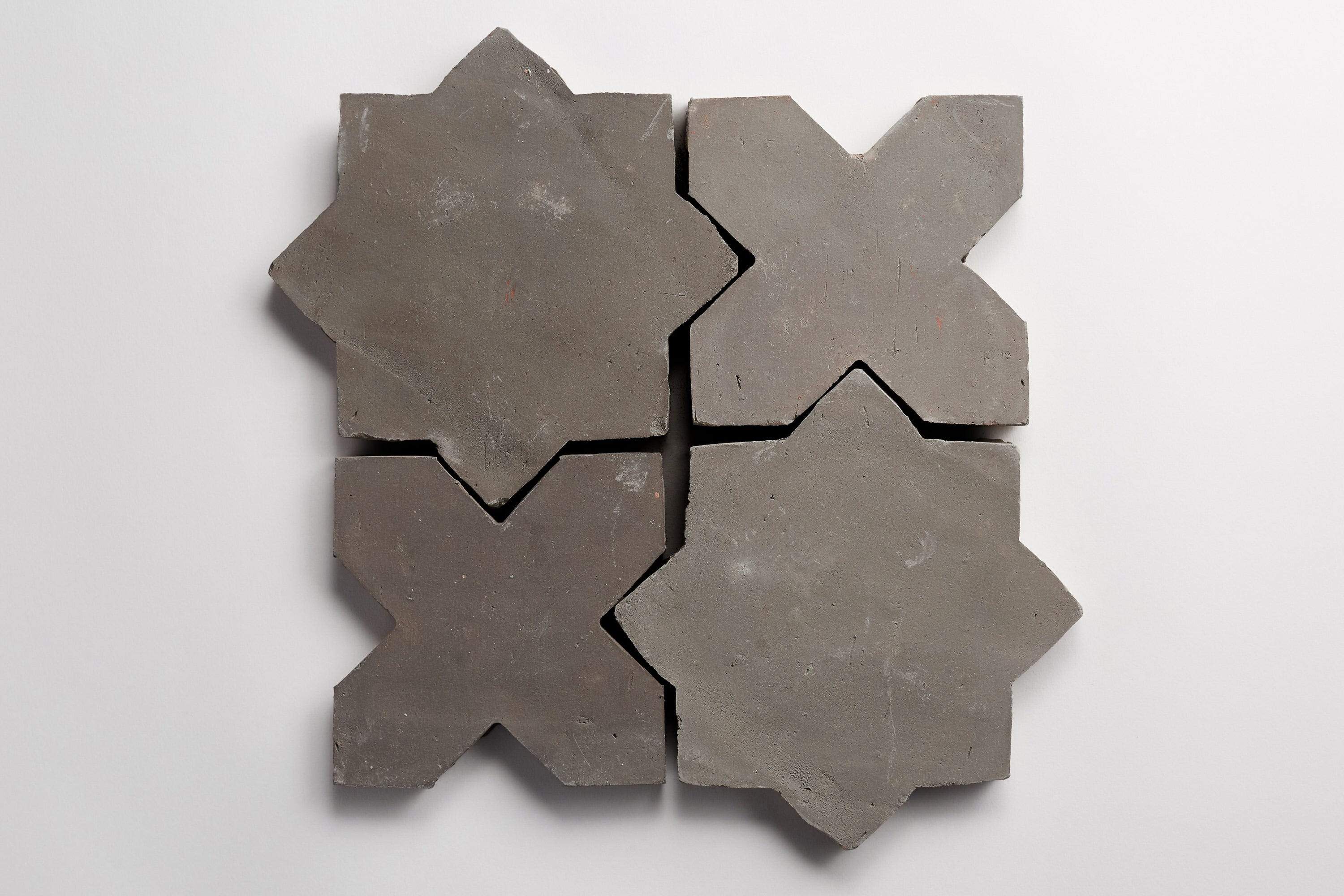 Terracotta Tile | Star + Cross | Unfinished Grey | clé Tile