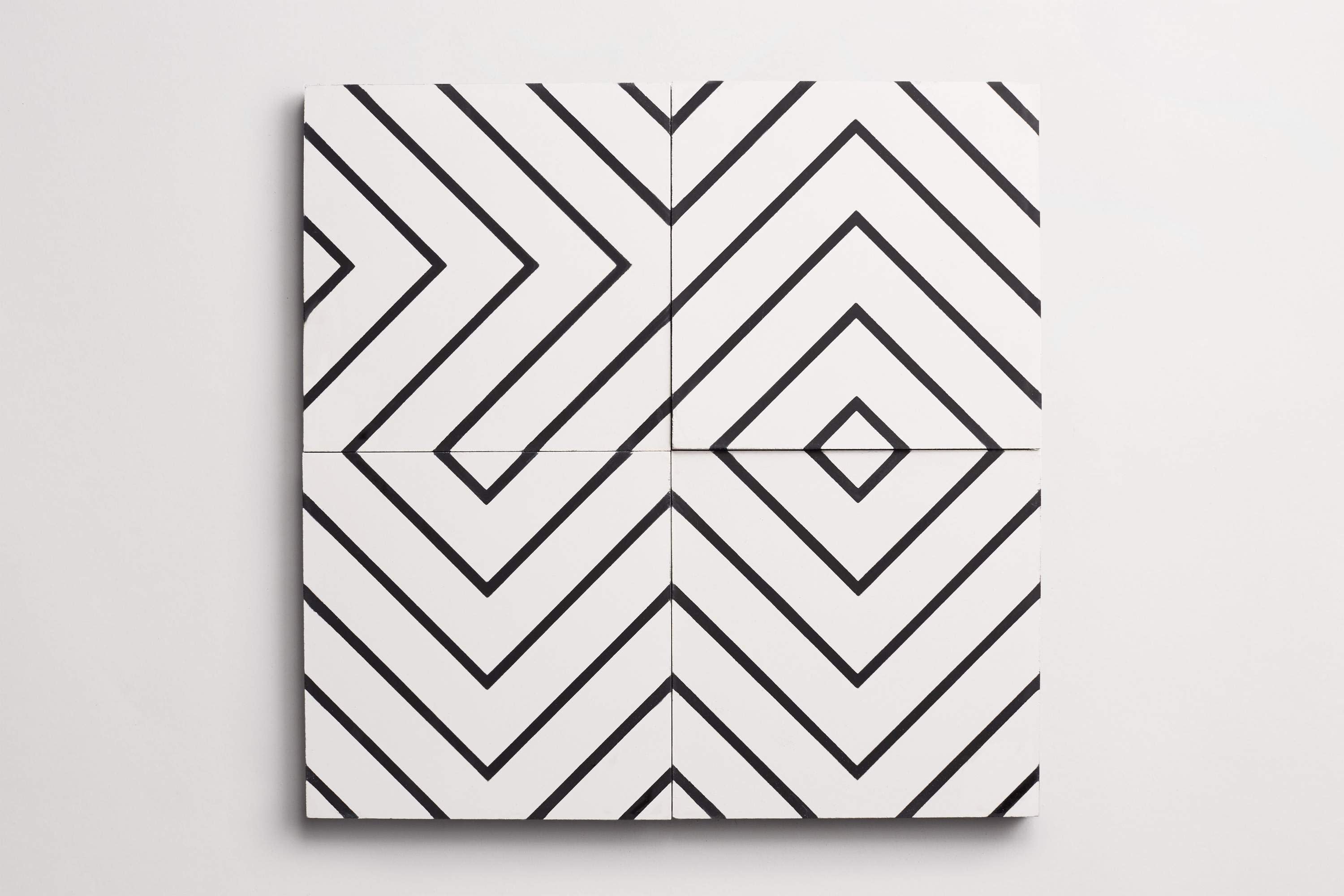 clé tile | concrete cement | zenith | pinstriped | white black