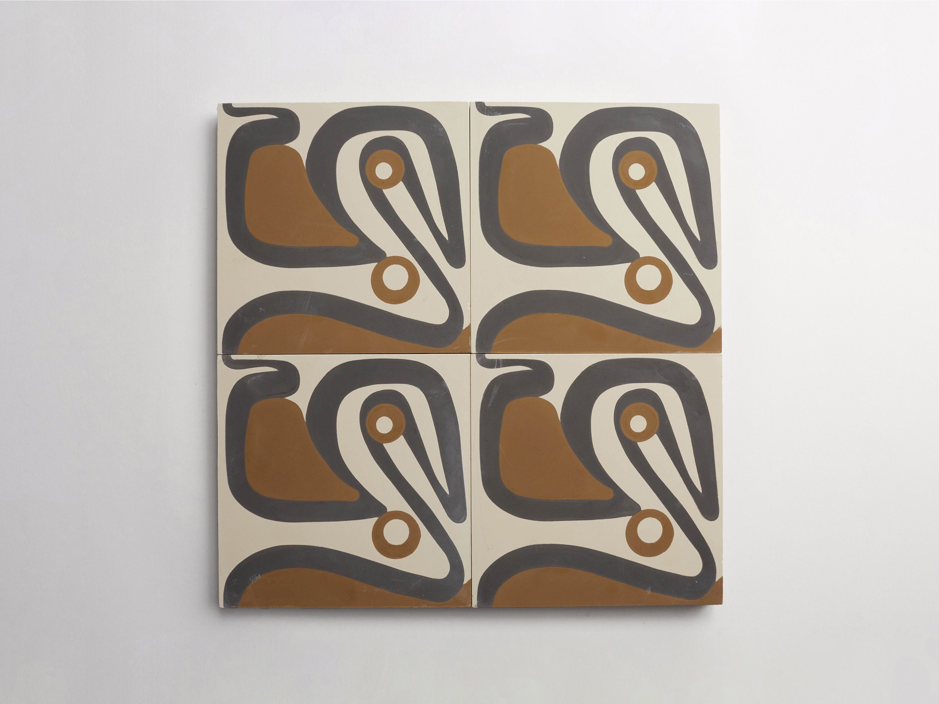 Ruan Hoffmann cement tile | Tokyoyo pattern | White, Tan | clé