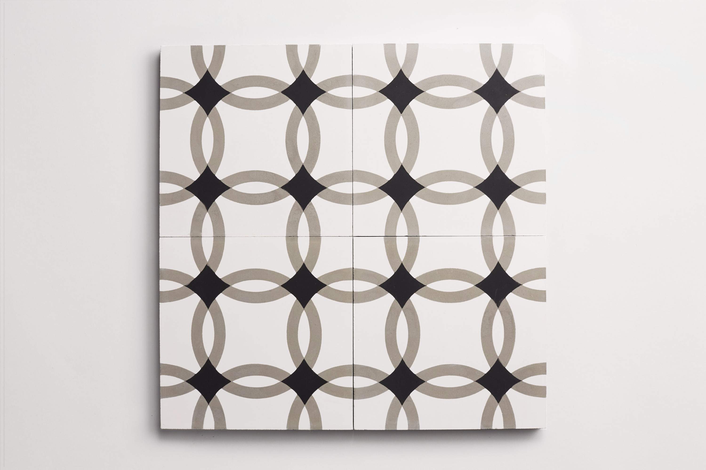 clé tile | concrete cement | interlock | black white metal
