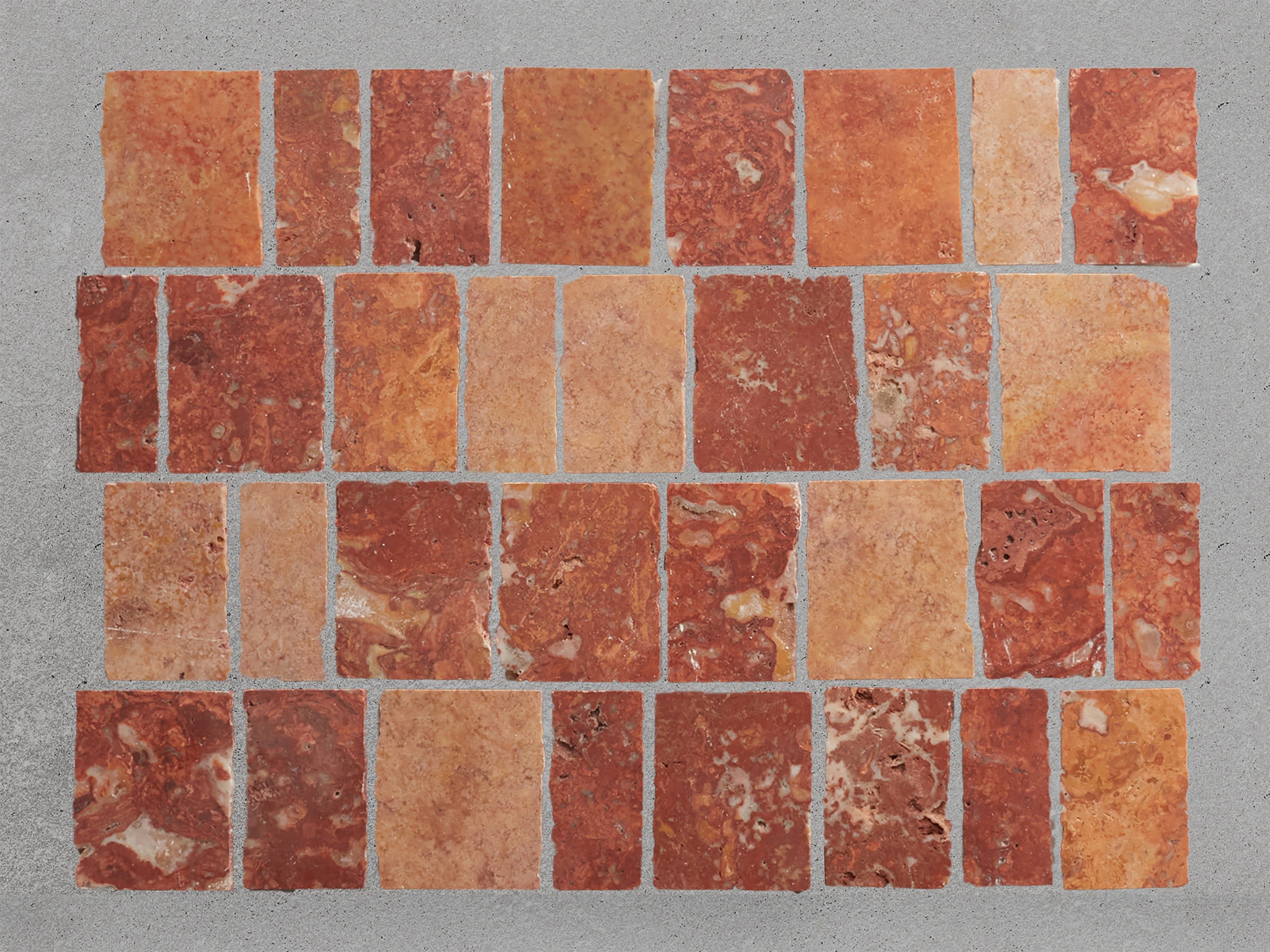mosaic tile | red travertine | standard joint lapidary | clé
