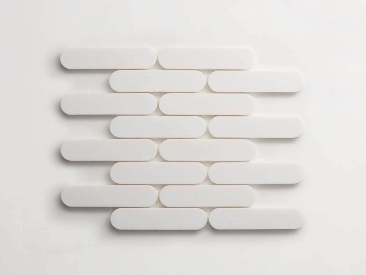 Marble mosaic tile thassos oval petit lapidary.