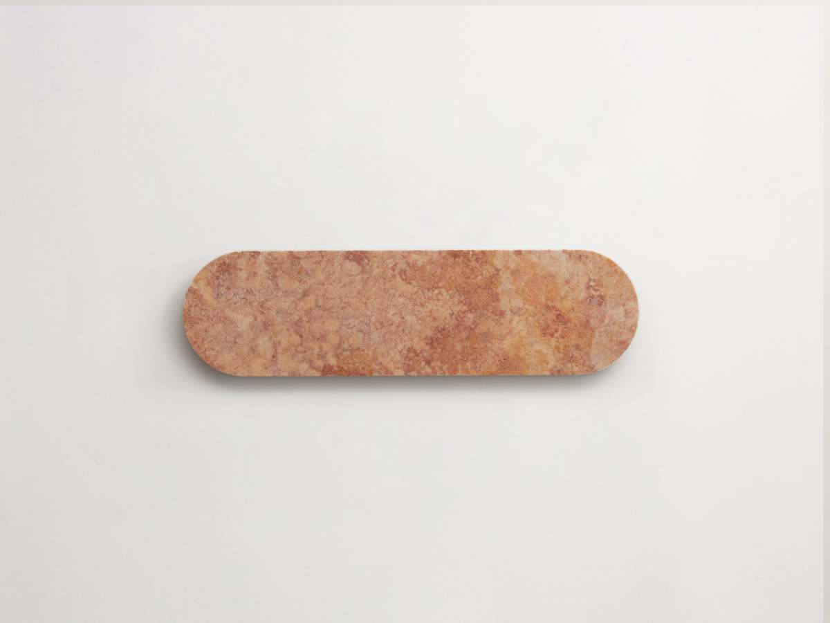 Stone tile red travertine oval lapidary tile.