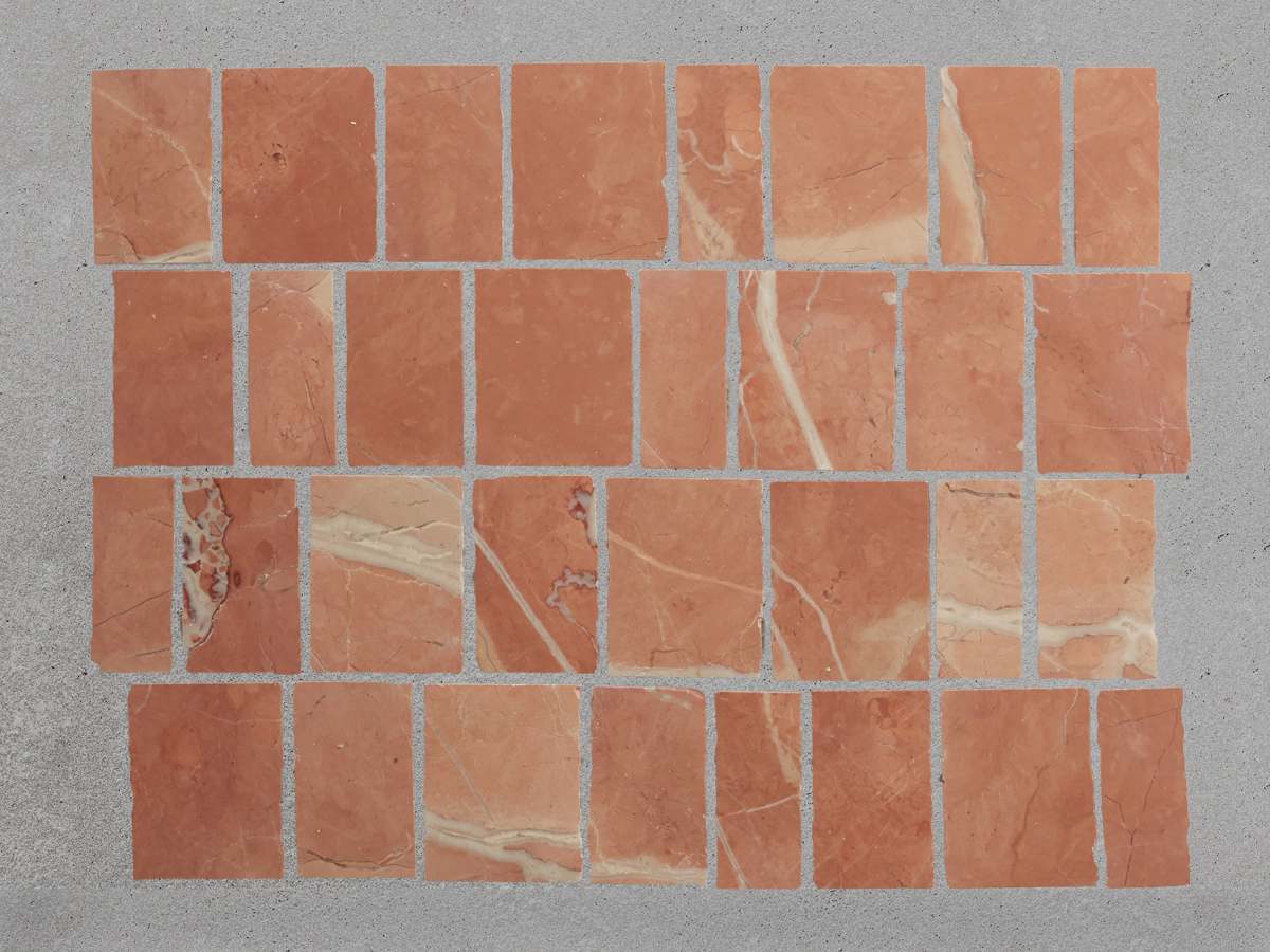 red marble | rojo alicante | standard joint lapidary | clé