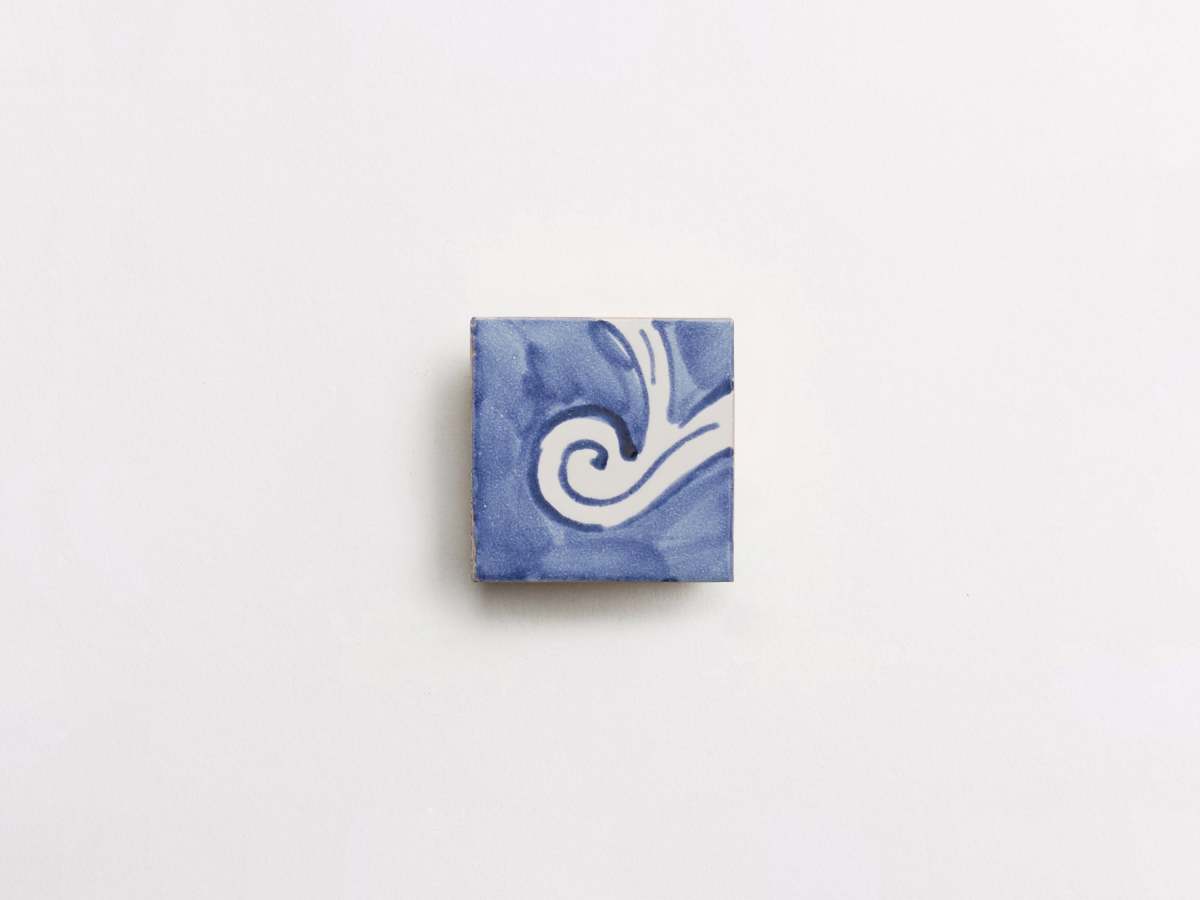 Painted ceramic border blue tile corner square delft.