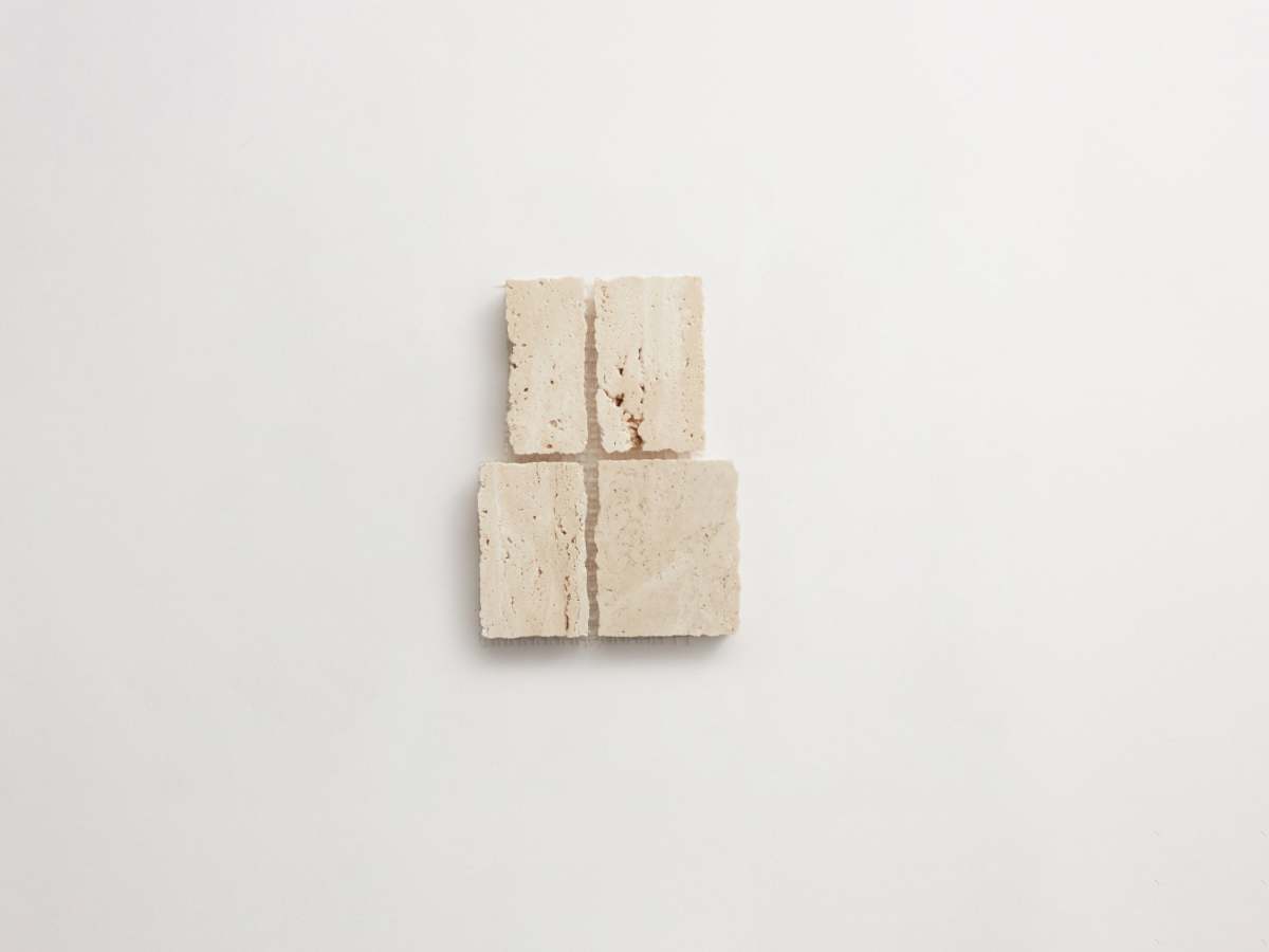 Travertine stone mosaic tile rough cut lapidary.