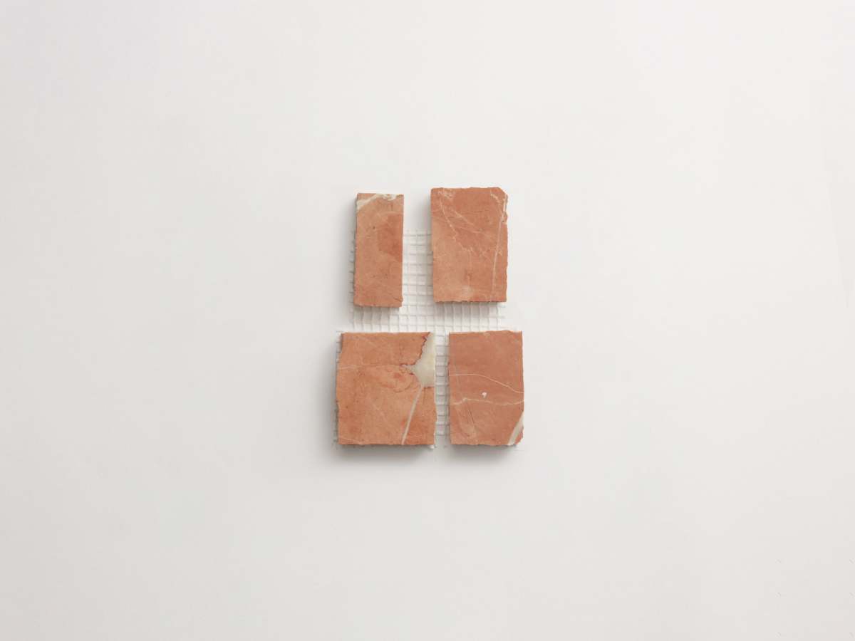 Red marble rojo alicante large grout joint mosaic.