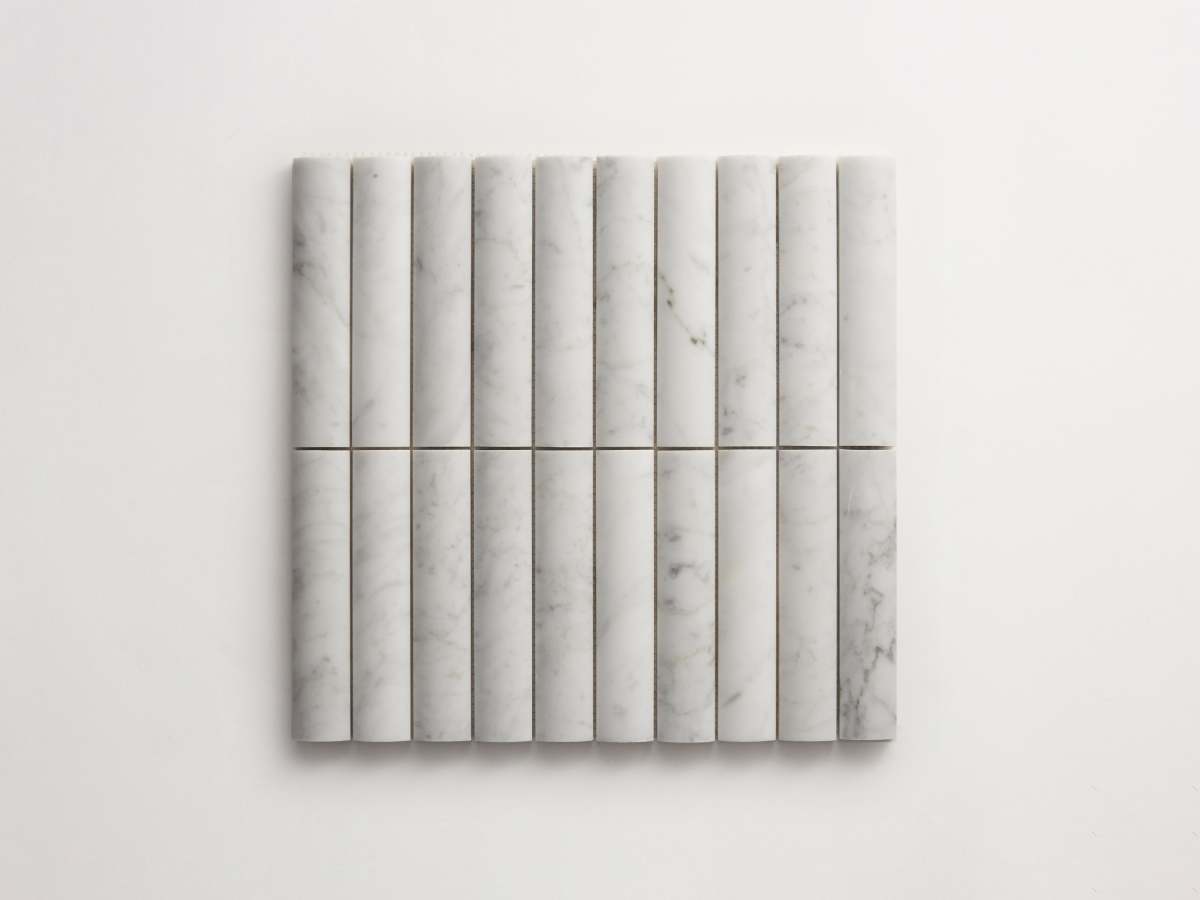 Carrara marble rounded 3-d tile cabochon short.