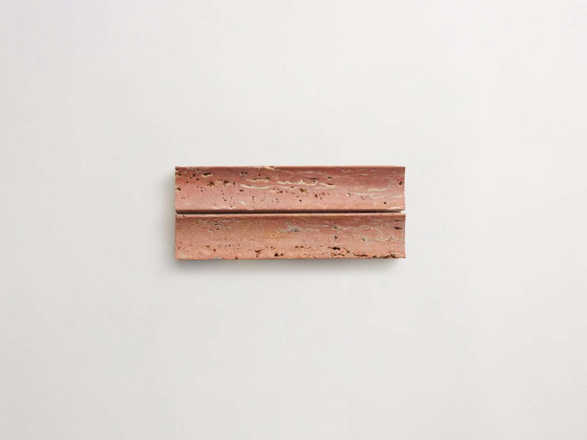 Red travertine fluted 3d-tile etui petit lapidary.