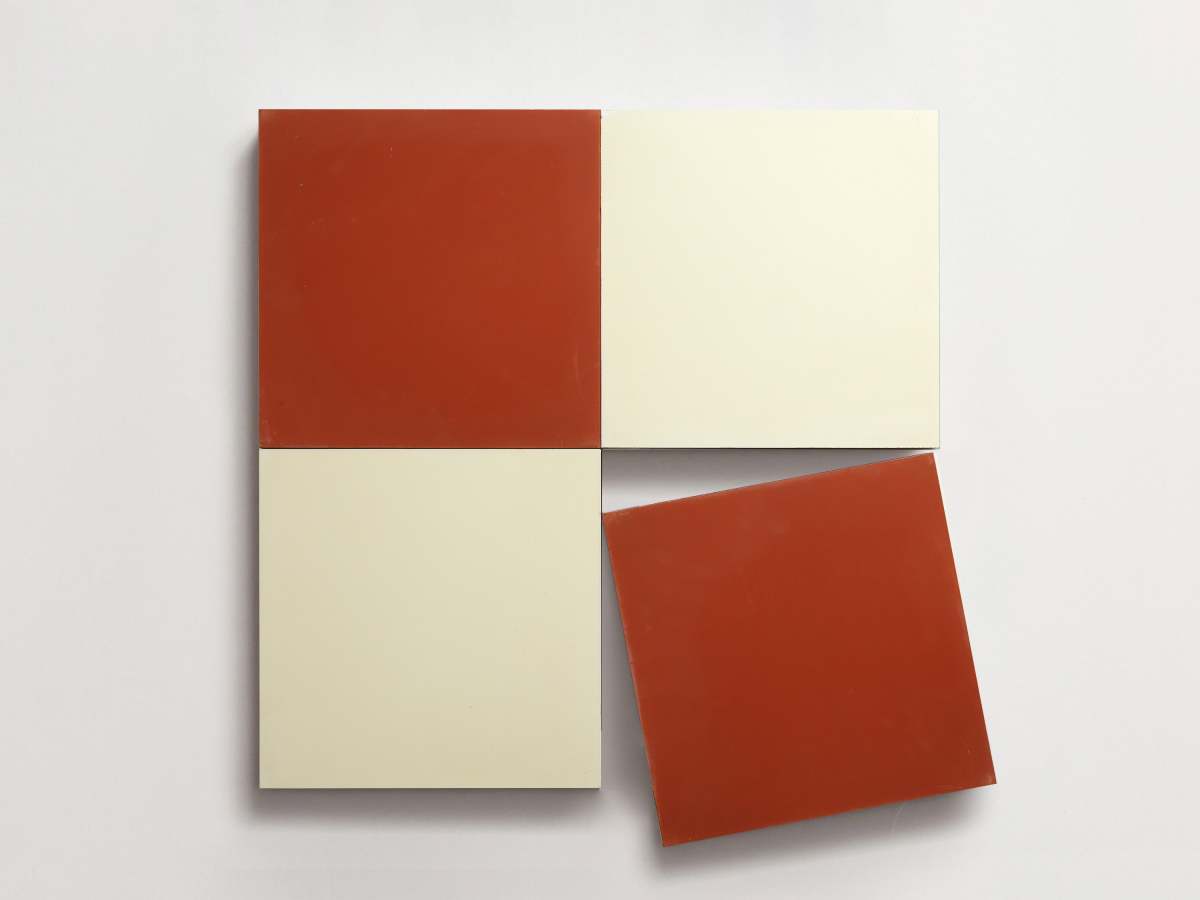 Cement Checkerboard Tile Bundle 8x8 Natural, Flame Red.