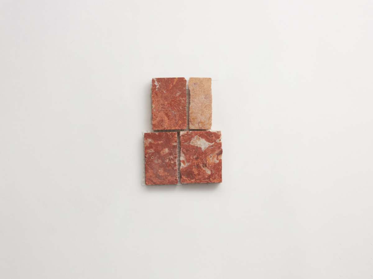 Mosaic tile red travertine standard joint lapidary.