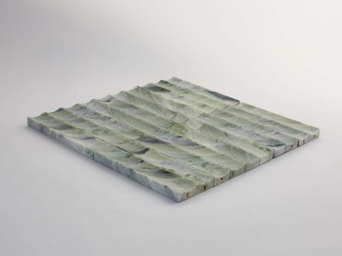 Green marble fluted 3d-tile etui petit lapidary.