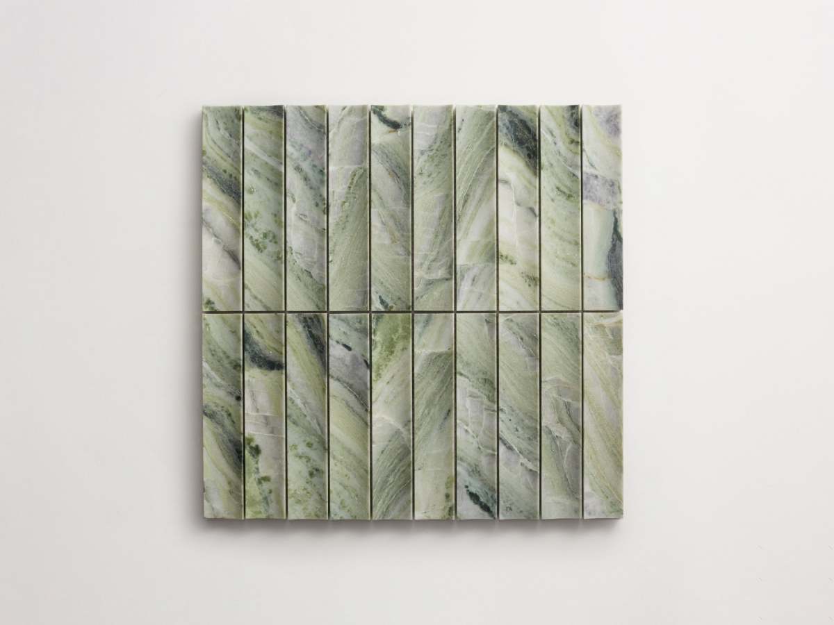 Green marble fluted 3d-tile etui petit lapidary.