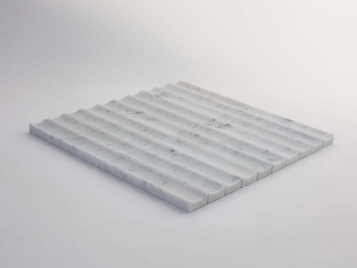 Fluted 3d-tile carrara marble etui petit lapidary.