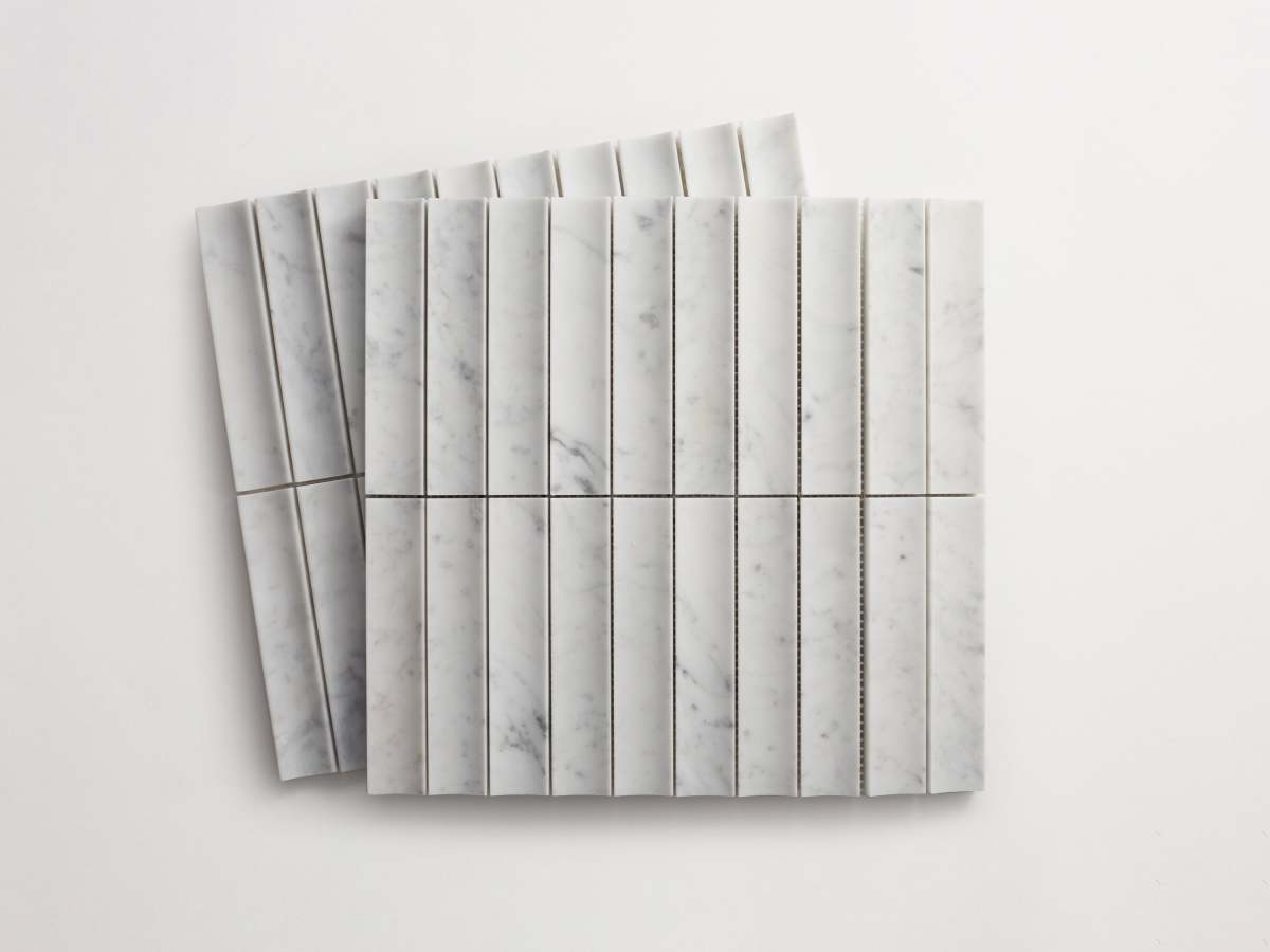 Fluted 3d-tile carrara marble etui petit lapidary.