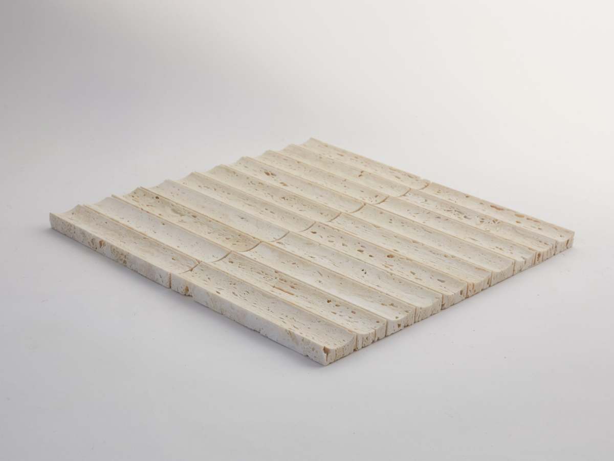 Travertine fluted 3d-wall tile etui petit lapidary.