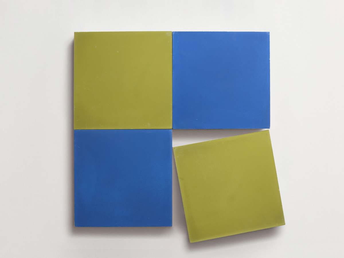 Cement Checkerboard Tile Bundle 8x8 Blue, Olive Green.