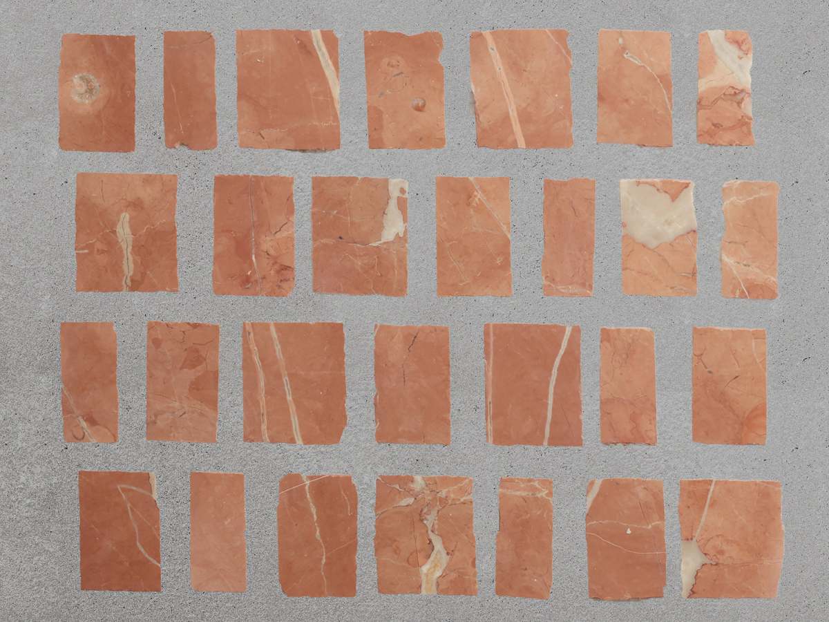 Red marble rojo alicante large grout joint mosaic.