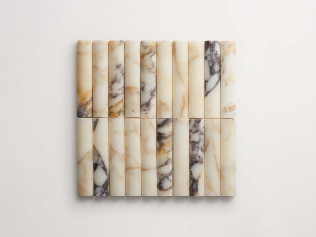 Calacatta viola rounded marble 3d-tile cabochon short.