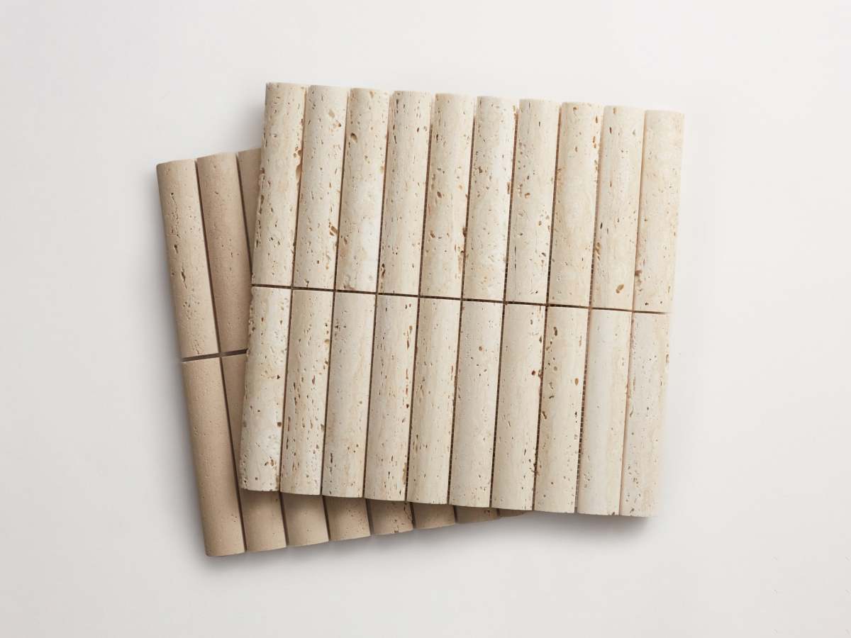 Travertine rounded 3d-wall tile cabochon short.