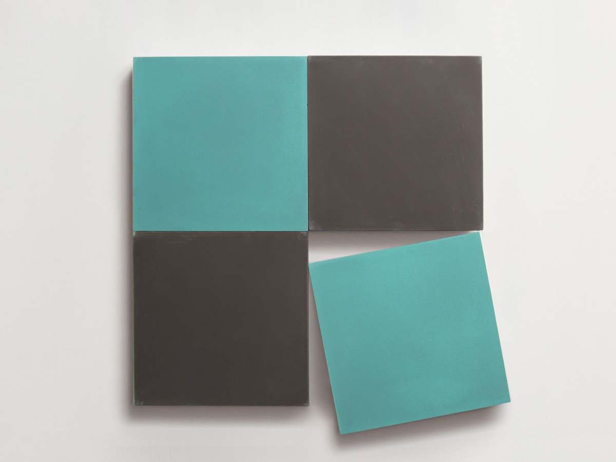 Cement Checkerboard Tile Bundle 8x8 Blue, Black.