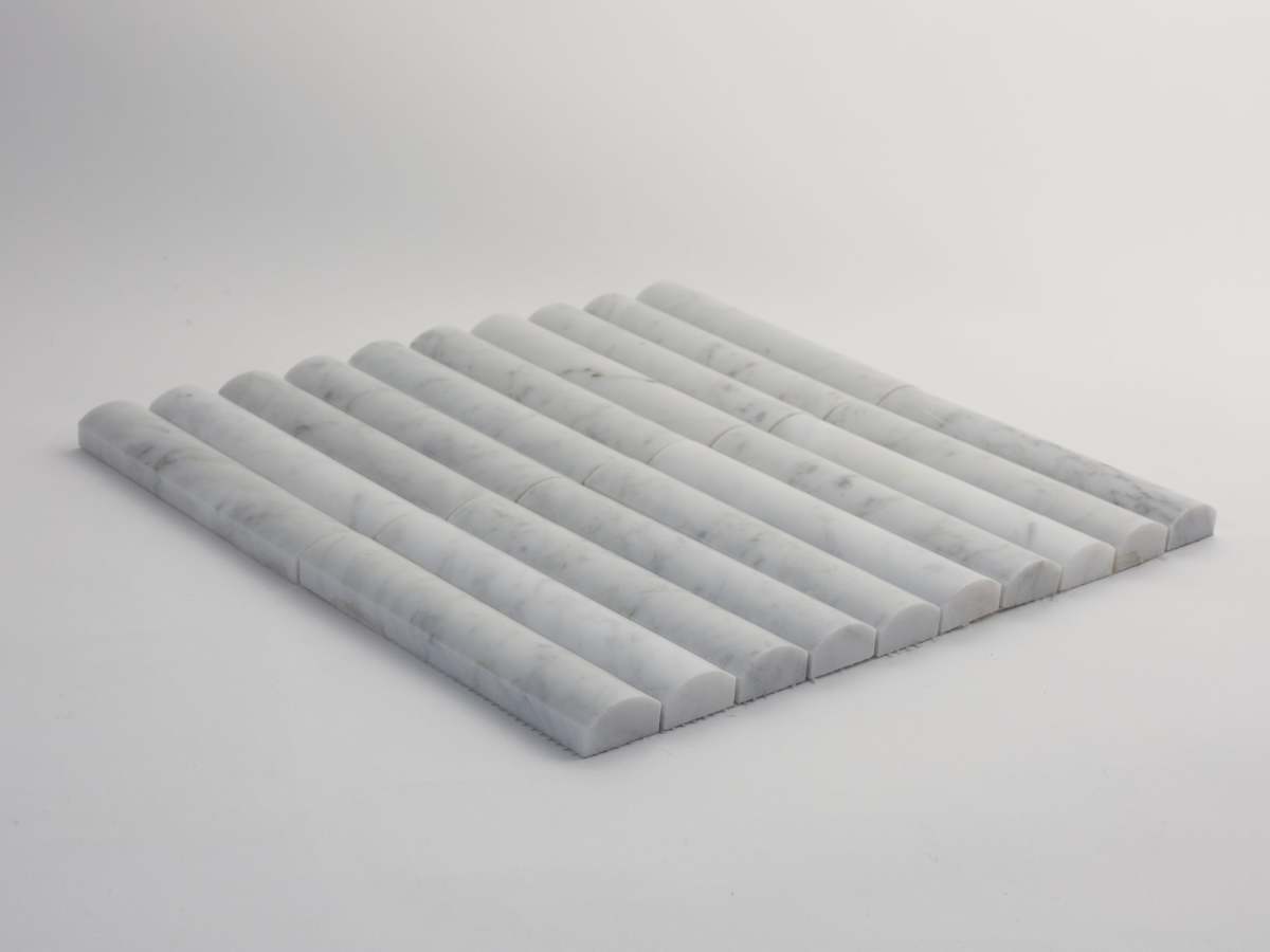 Carrara marble rounded 3-d tile cabochon short.
