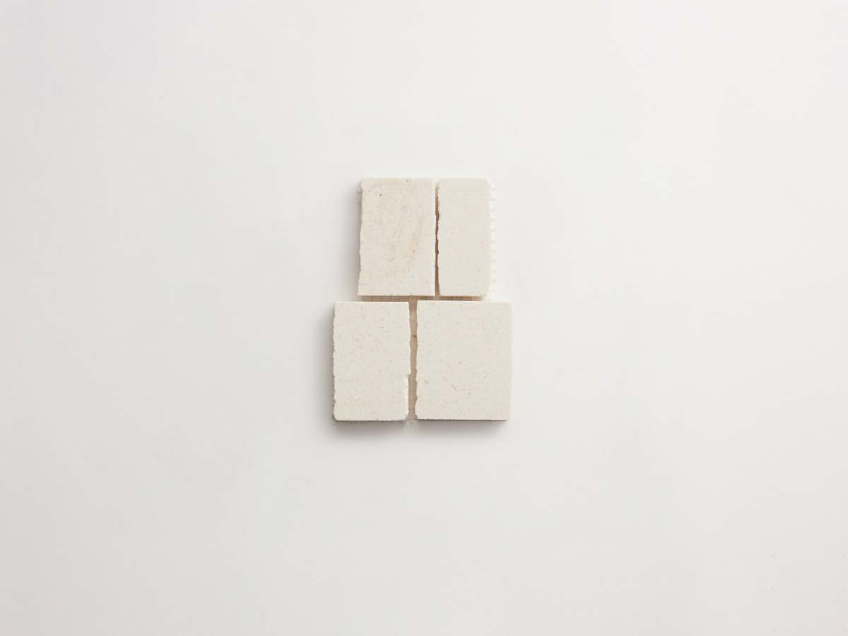 Limestone tile white mosaic rough cut lapidary.