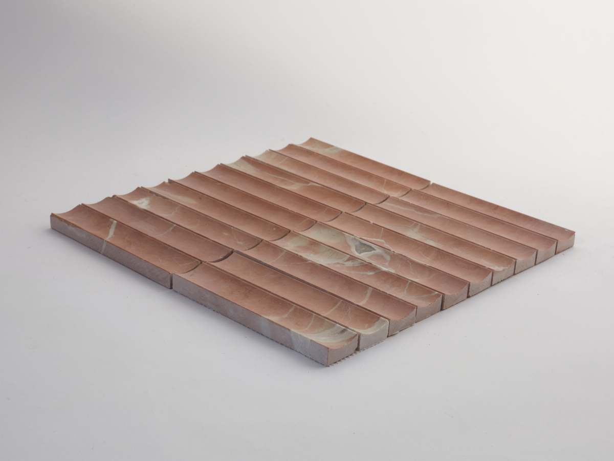 Fluted 3d-tile red marble etui petit lapidary.
