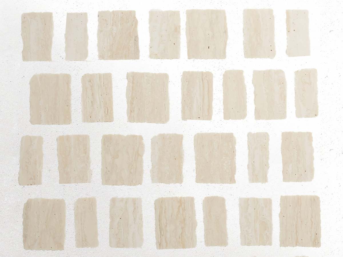 Mosaic tile travertine stone rough cut lapidary.