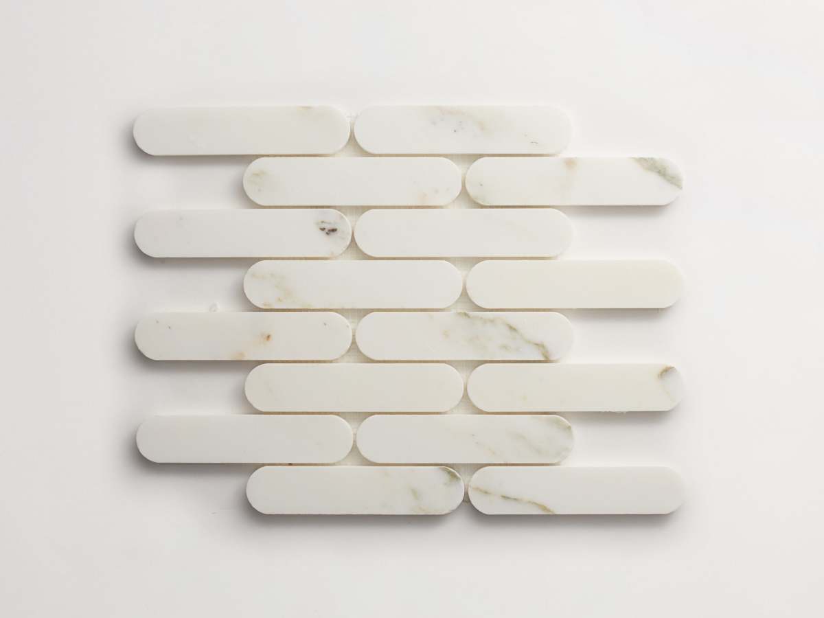 Calacatta gold mosaic tile oval petit lapidary.