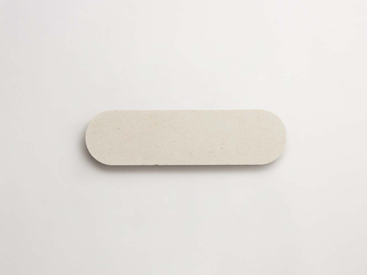 White limestone stone tile oval lapidary tile.