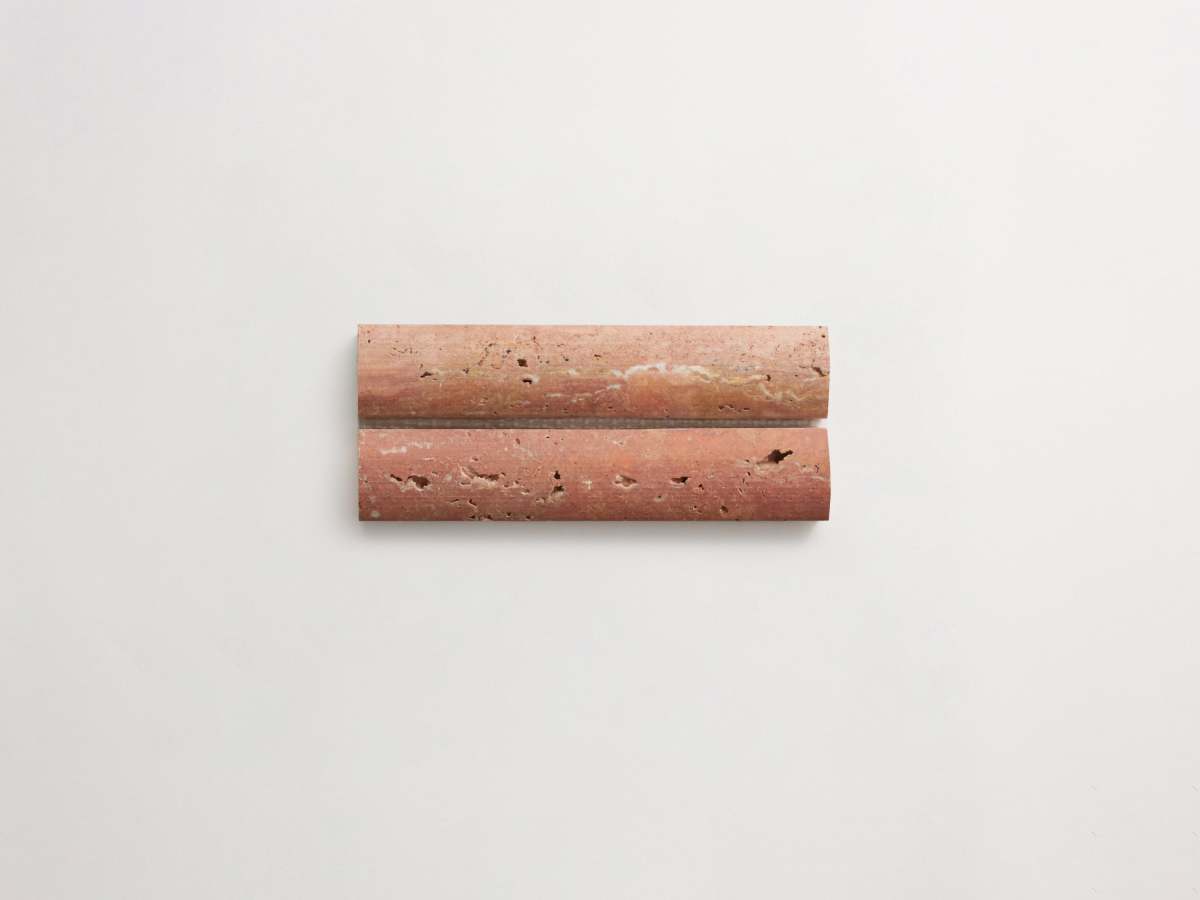Rounded 3d-wall tile red travertine cabochon short.