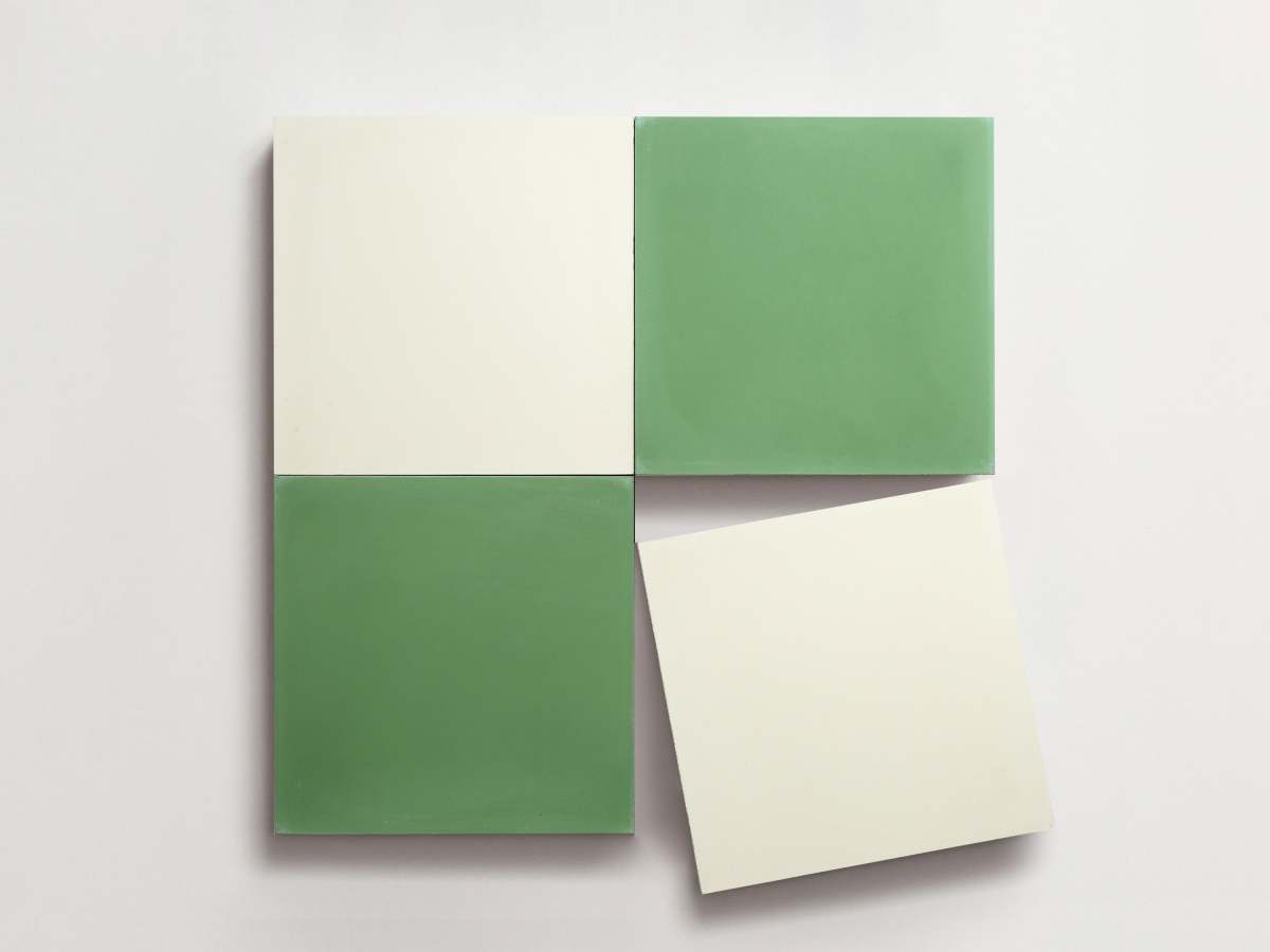 Cement Checkerboard Tile Bundle 8x8 White, Green.