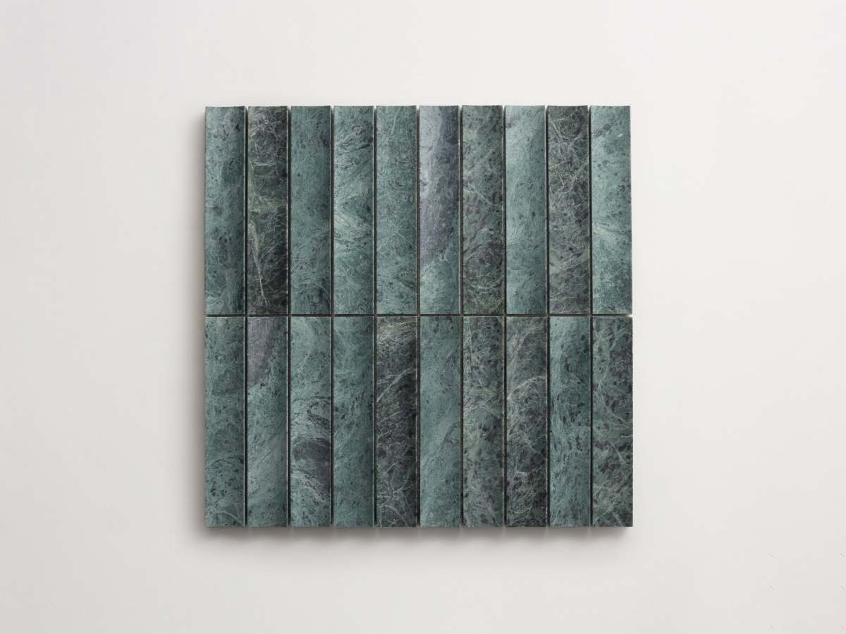 Fluted 3d-tile green marble etui petit lapidary.