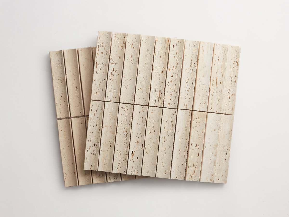 Travertine fluted 3d-wall tile etui petit lapidary.