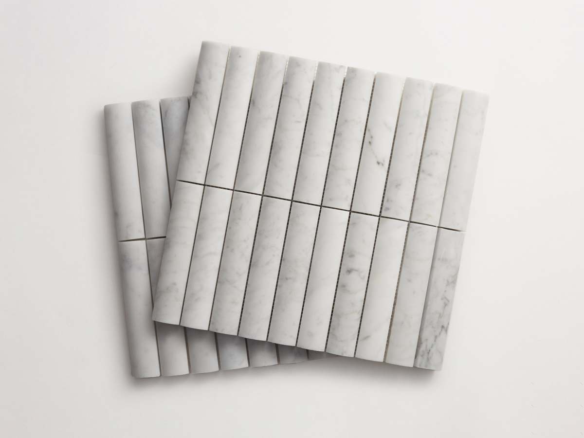 Carrara marble rounded 3-d tile cabochon short.