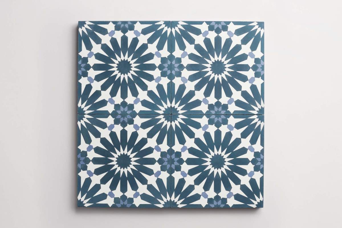 Tile alhambra concrete cement blue moroccan.