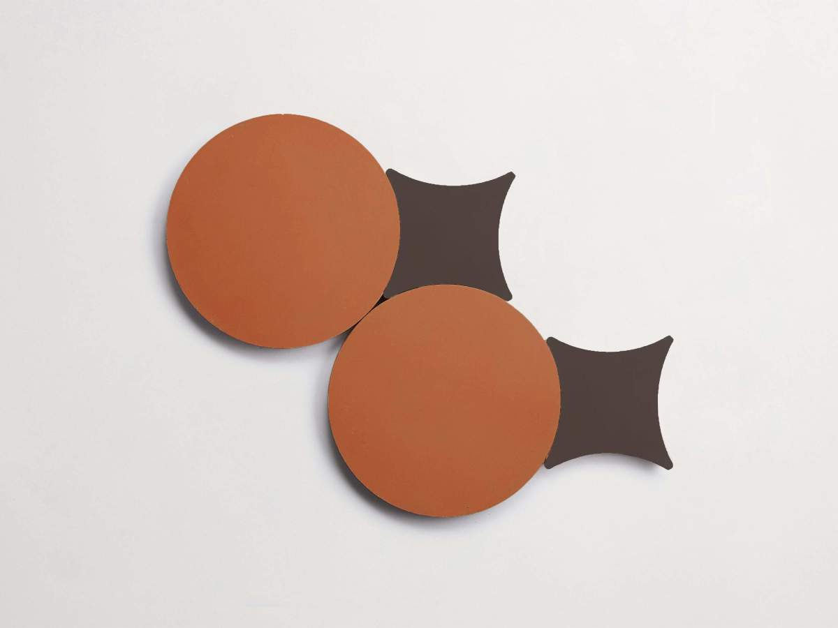 Cement pavimenti flowerpot circle + charcoal losange.