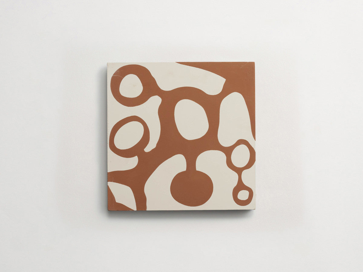 Ruan Hoffmann cement tile Paris Fizz pattern White, Brown.