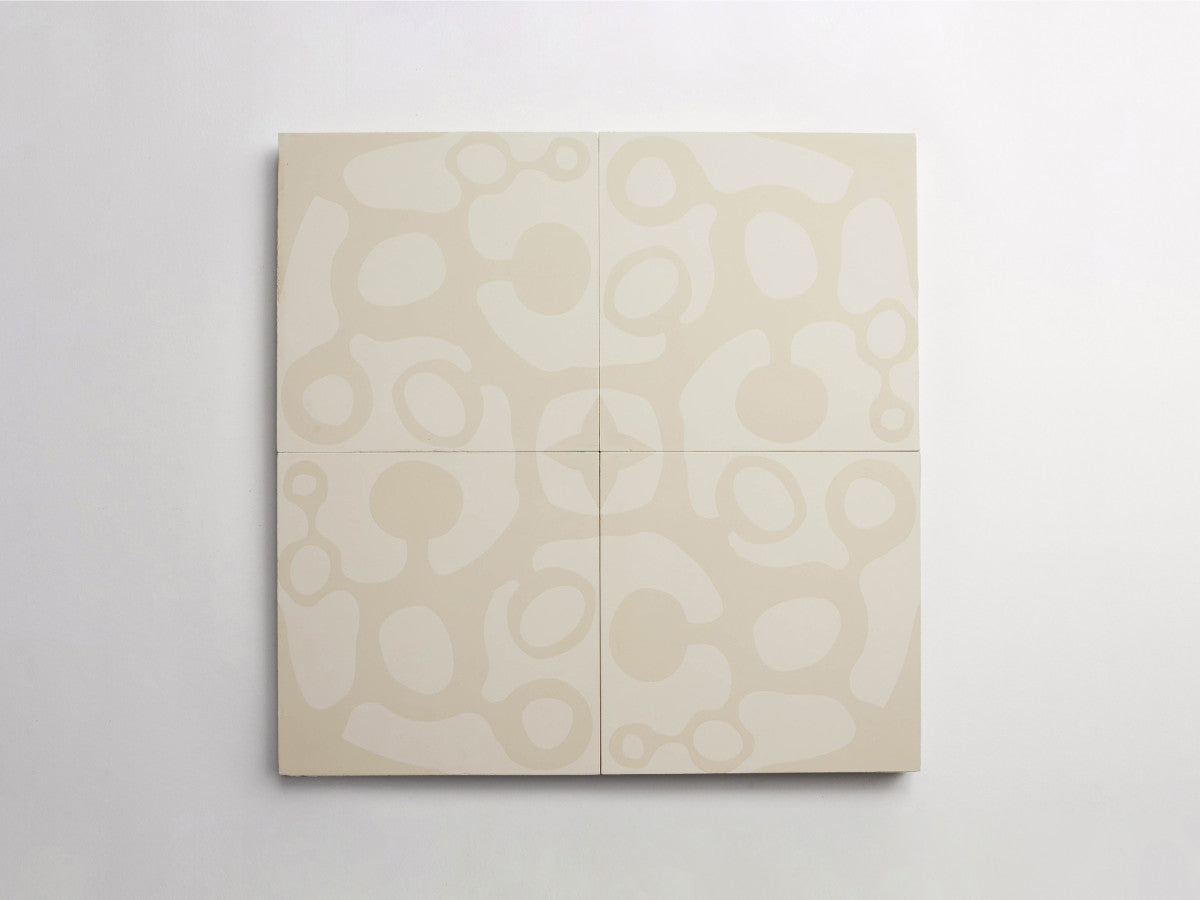 Ruan Hoffmann cement tile Paris Fizz pattern White.