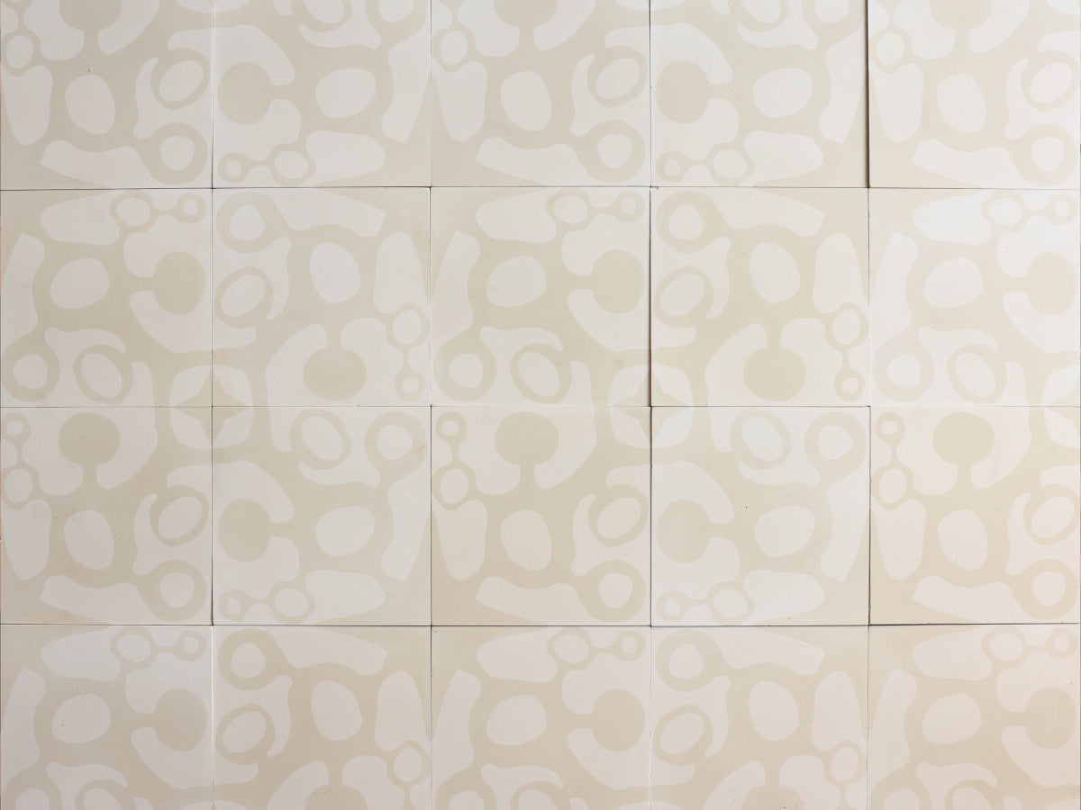 Ruan Hoffmann cement tile Paris Fizz pattern White.