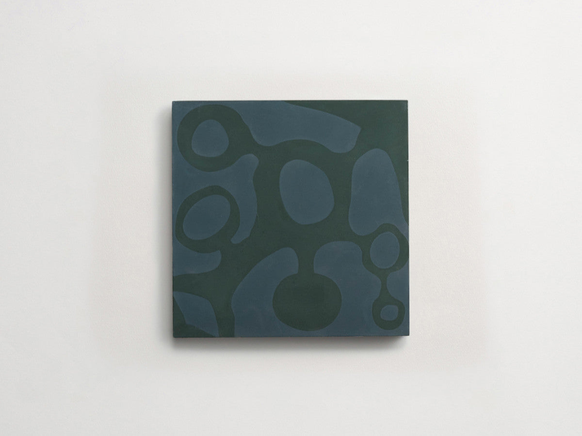 Ruan Hoffmann cement tile Paris Fizz pattern Blue.