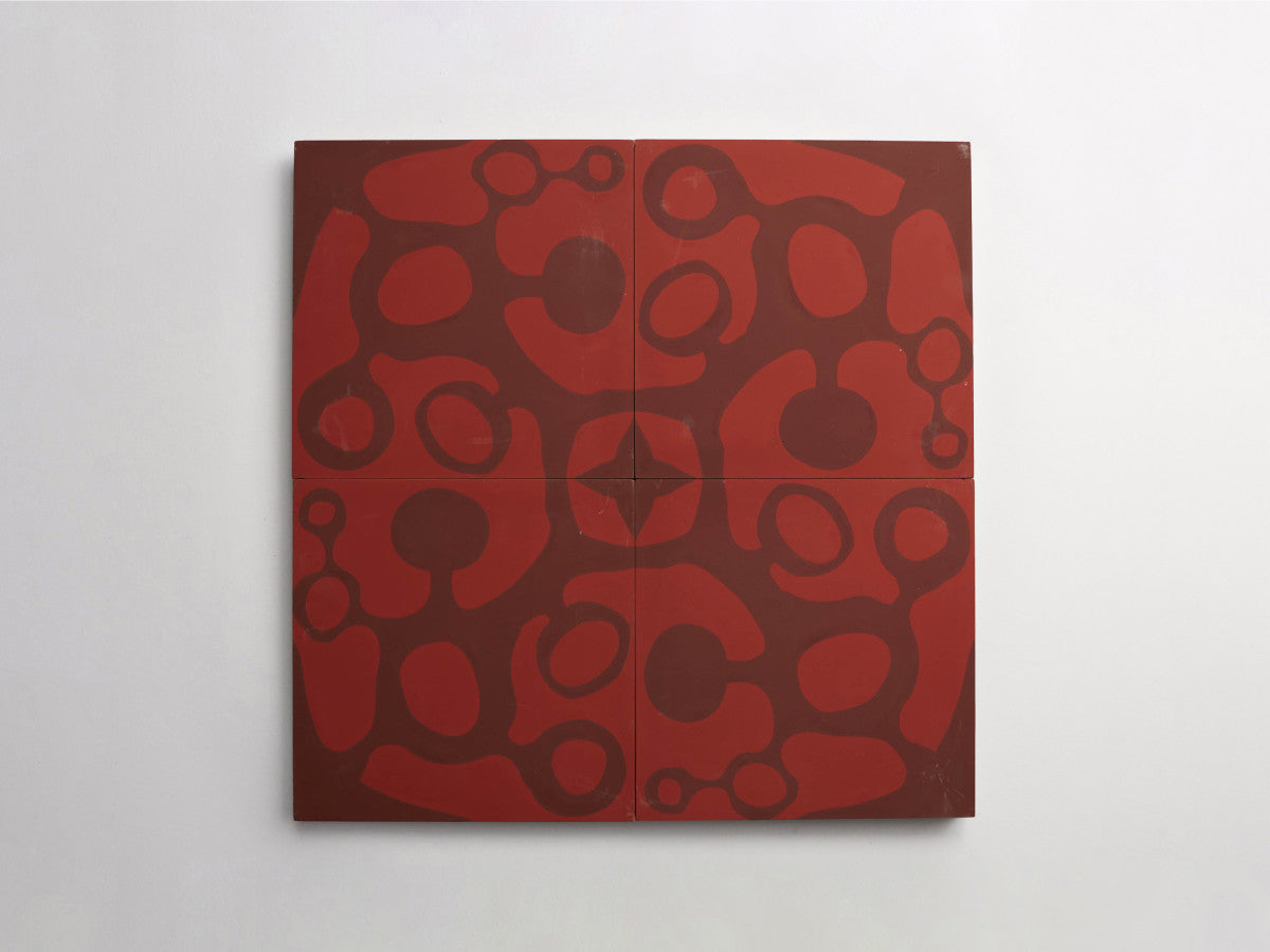 Ruan Hoffmann cement tile Paris Fizz pattern Red.