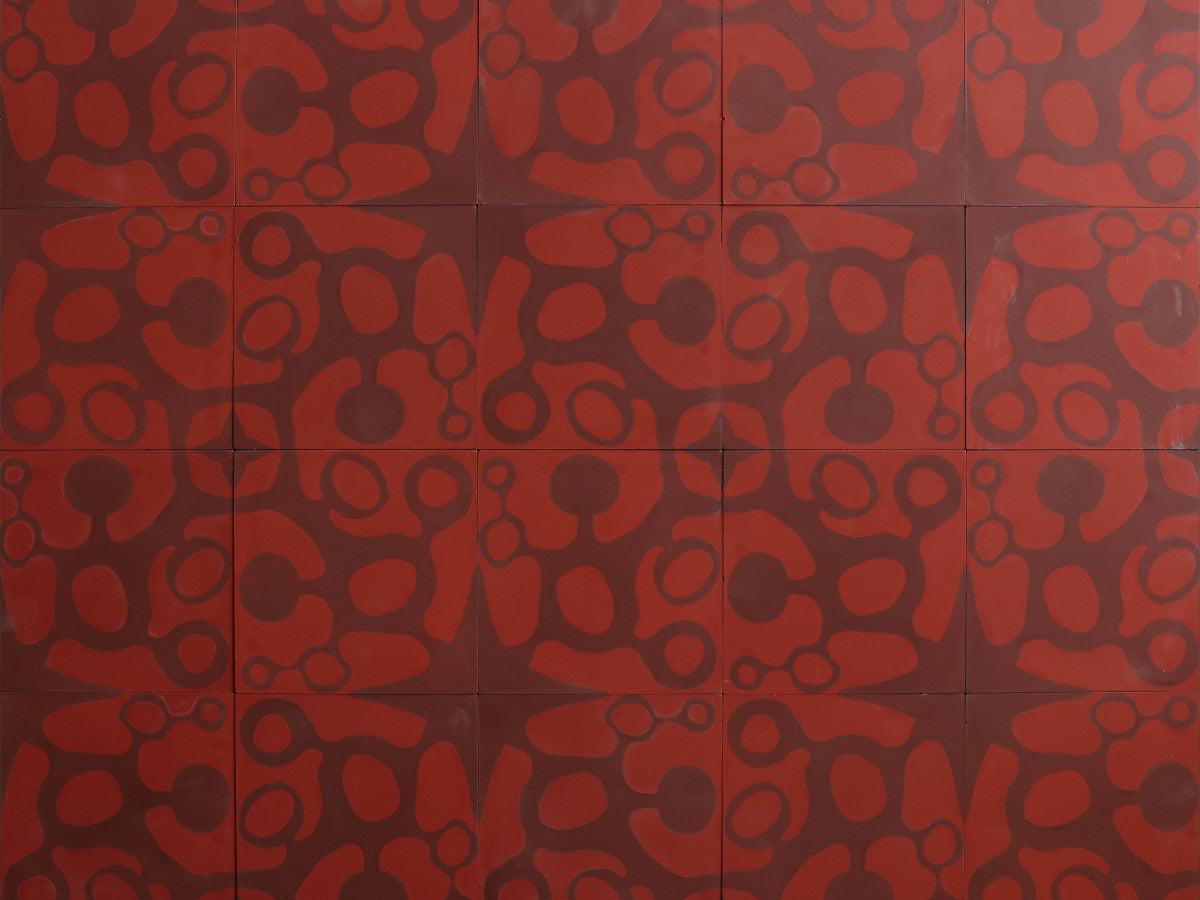 Ruan Hoffmann cement tile Paris Fizz pattern Red.