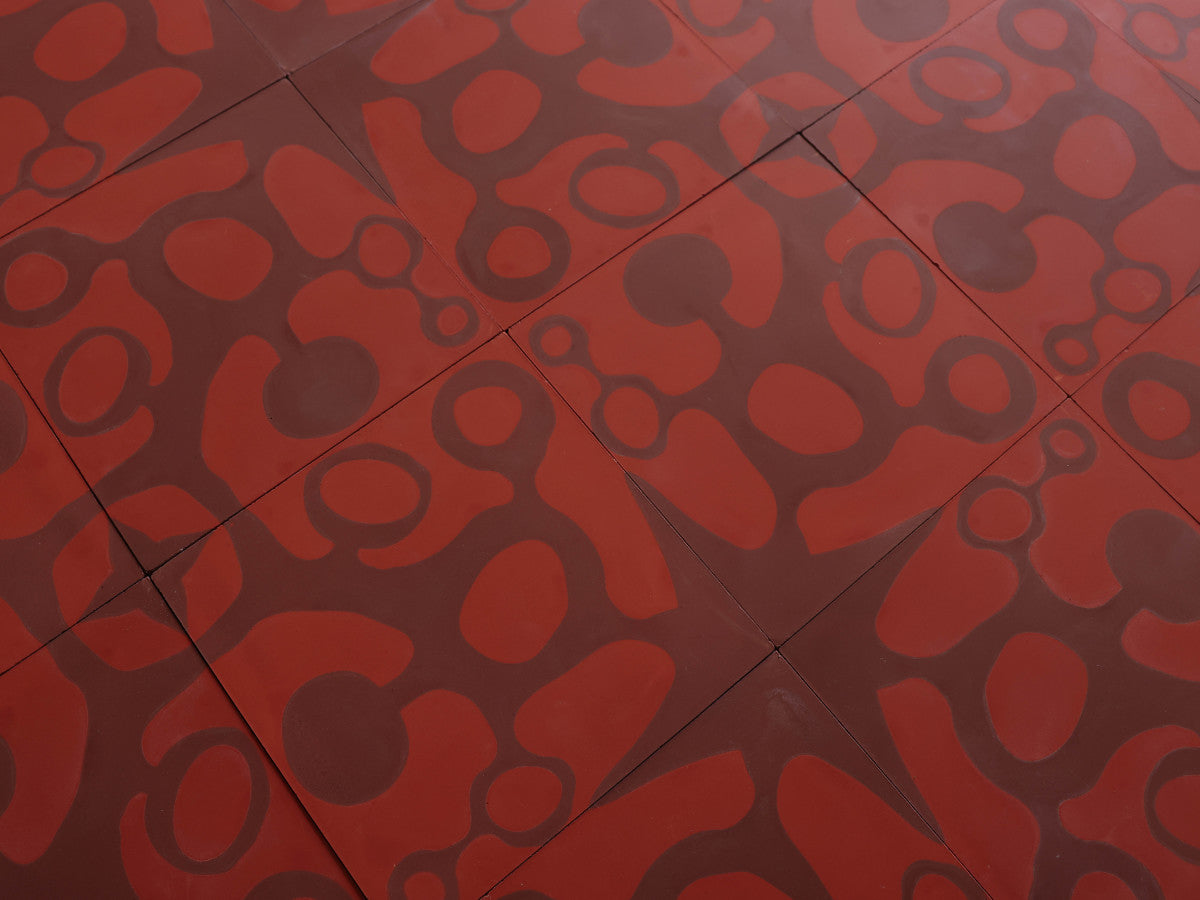 Ruan Hoffmann cement tile Paris Fizz pattern Red.