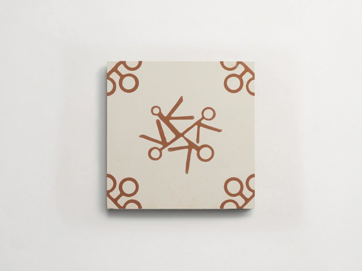 Ruan Hoffmann cement tile Amsterdam Express pattern White, Brown.